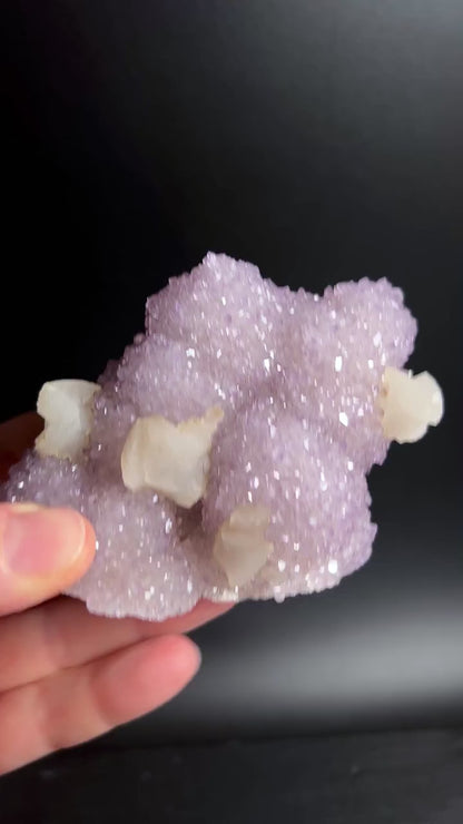 Kaktusamethyst mit Calcit Rohstein 90mm | Gemeinschaft und Seelenfrieden Video | Happy Minerals