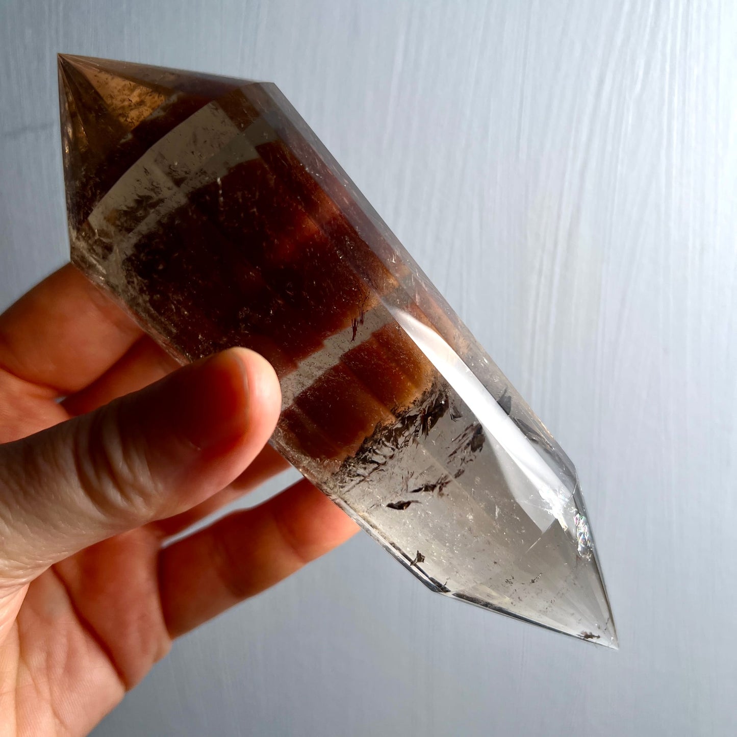 Rauchquarz Vogelcut | Hand | warme Brauntöne | gebänderte Zonen | Brasilien | Happy Minerals