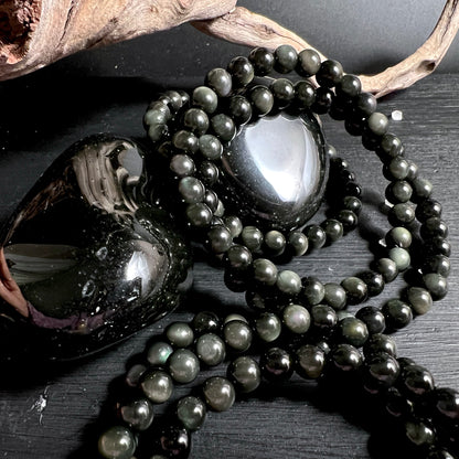 Regenbogen Obsidian Edelstein Armband, Regenbogeneffekt im Licht, Geschenkidee | Happy Minerals