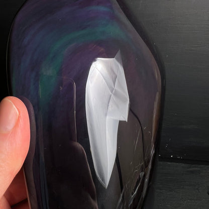 Regenbogenobsidian Freeform | tiefschwarz mit violettem Glanz | markanter Lichtreflex | Happy Minerals
