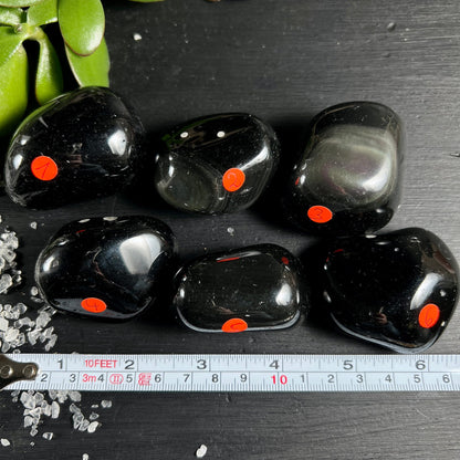Regenbogenobsidian Set | 6 Trommelsteine | verschiedene Größen | Mexiko Kollektion | Happy Minerals