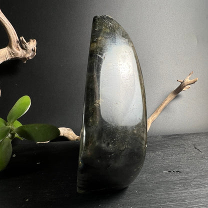 Rosa Labradorit mit Maßband | 4 Zoll Größe | Unikat Freeform | stehend Happy Minerals