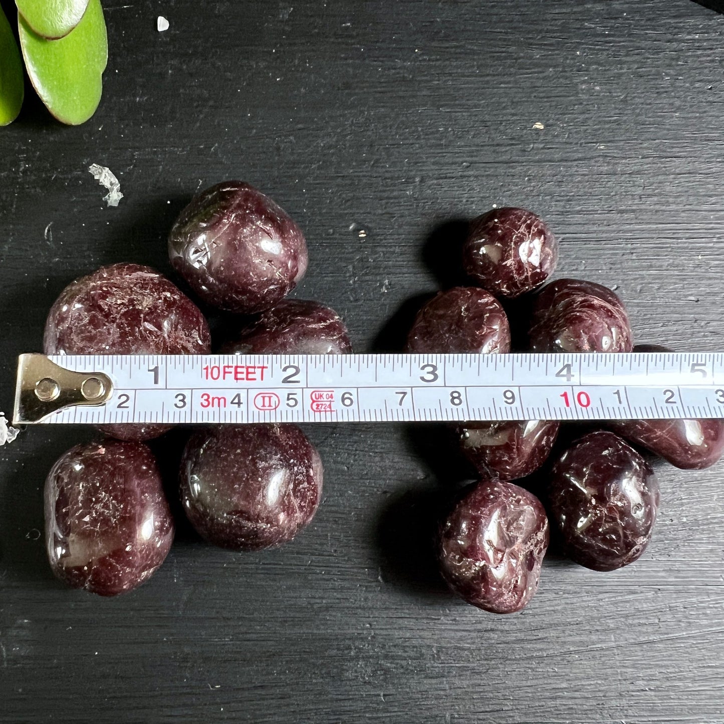 Roter Granat Größenvergleich | Trommelsteine mit Maßband | Bahia Brasilien | 2-4cm | Happy Minerals