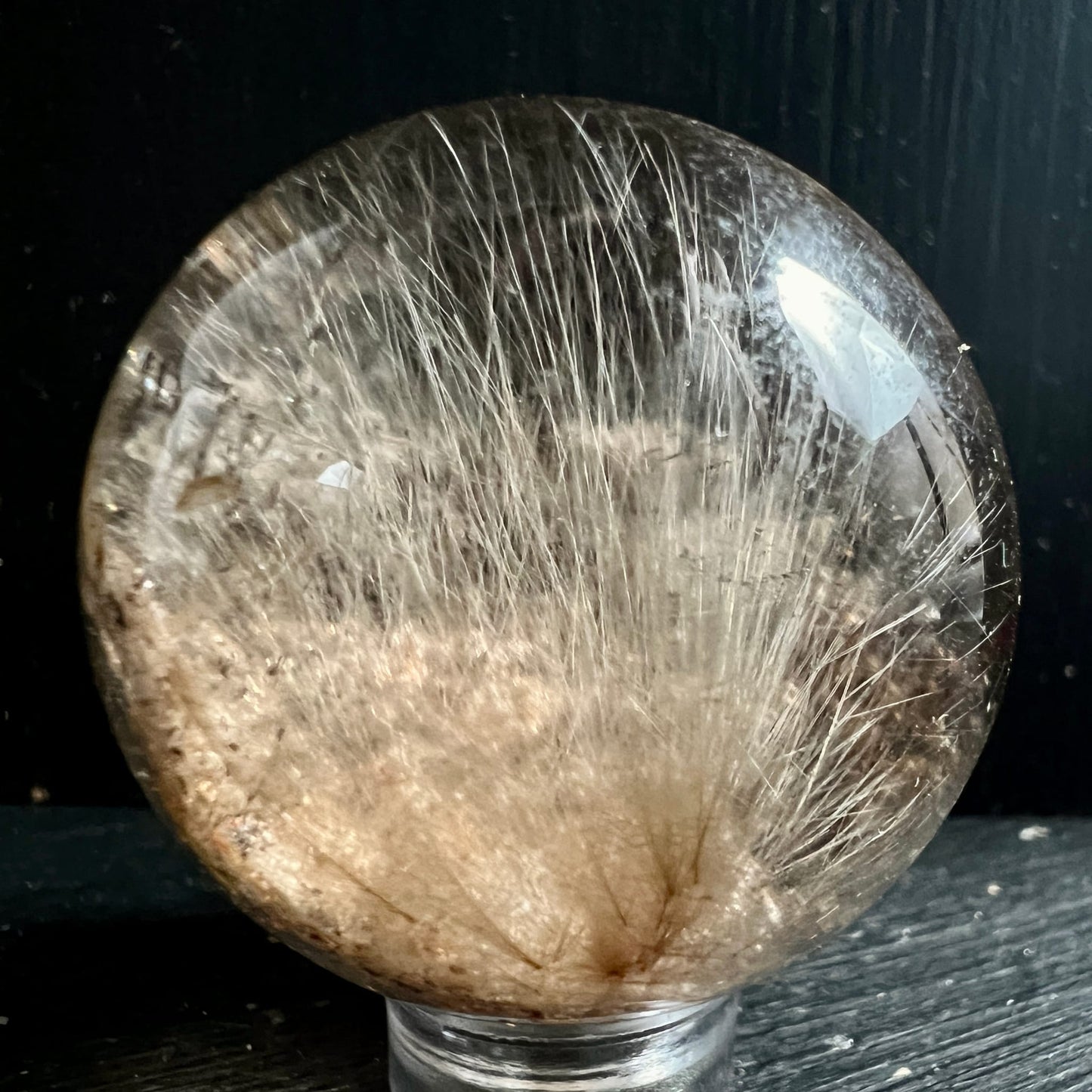 Rutilquarz | Kugel | schimmernde Rutilnadeln | erdige Einschlüsse | Happy Minerals | Variante 2