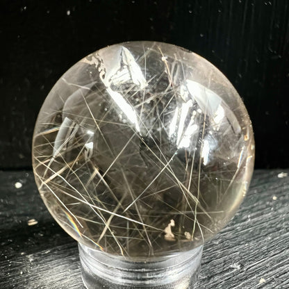 Rutilquarz | Kugel | Brasilien | glasklar | goldene Rutilnadeln | Unikat | Happy Minerals