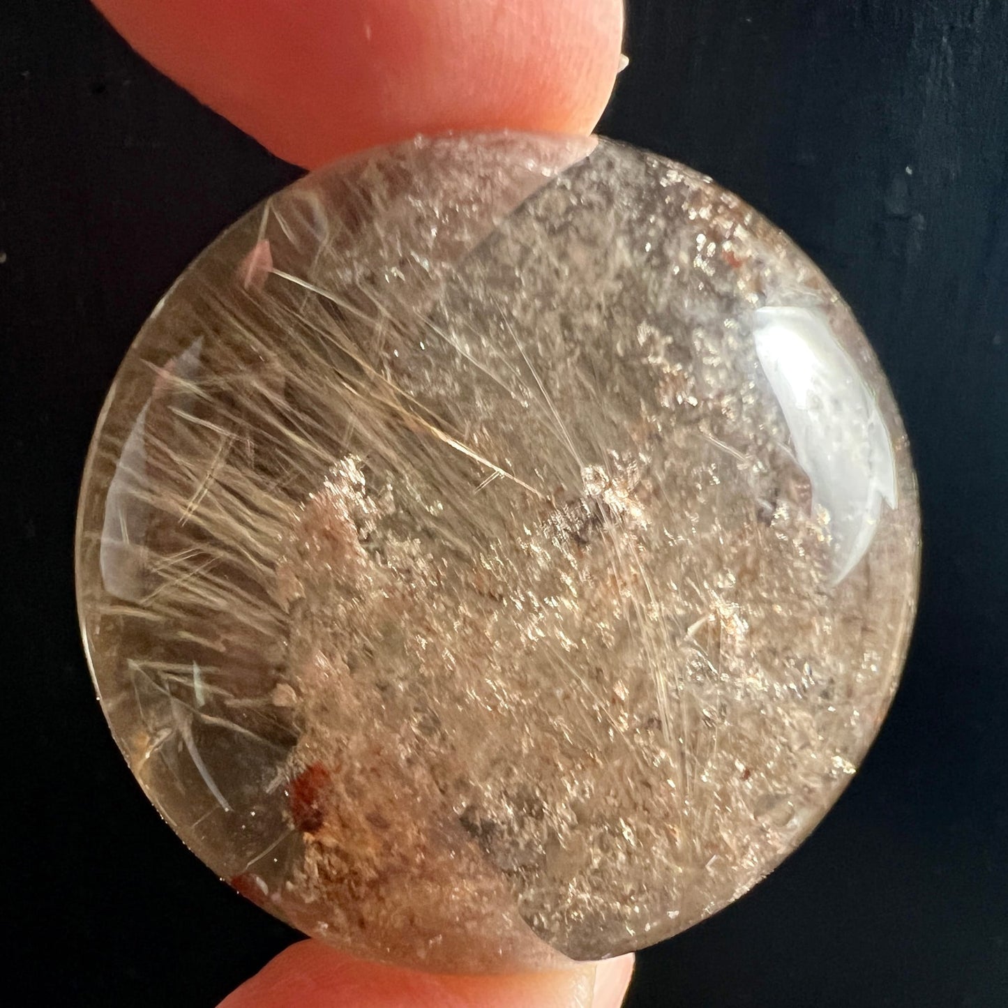 Rutilquarz | Scheibe | Lichtreflexe | goldbraune Einschlüsse | Happy Minerals | Variante 8
