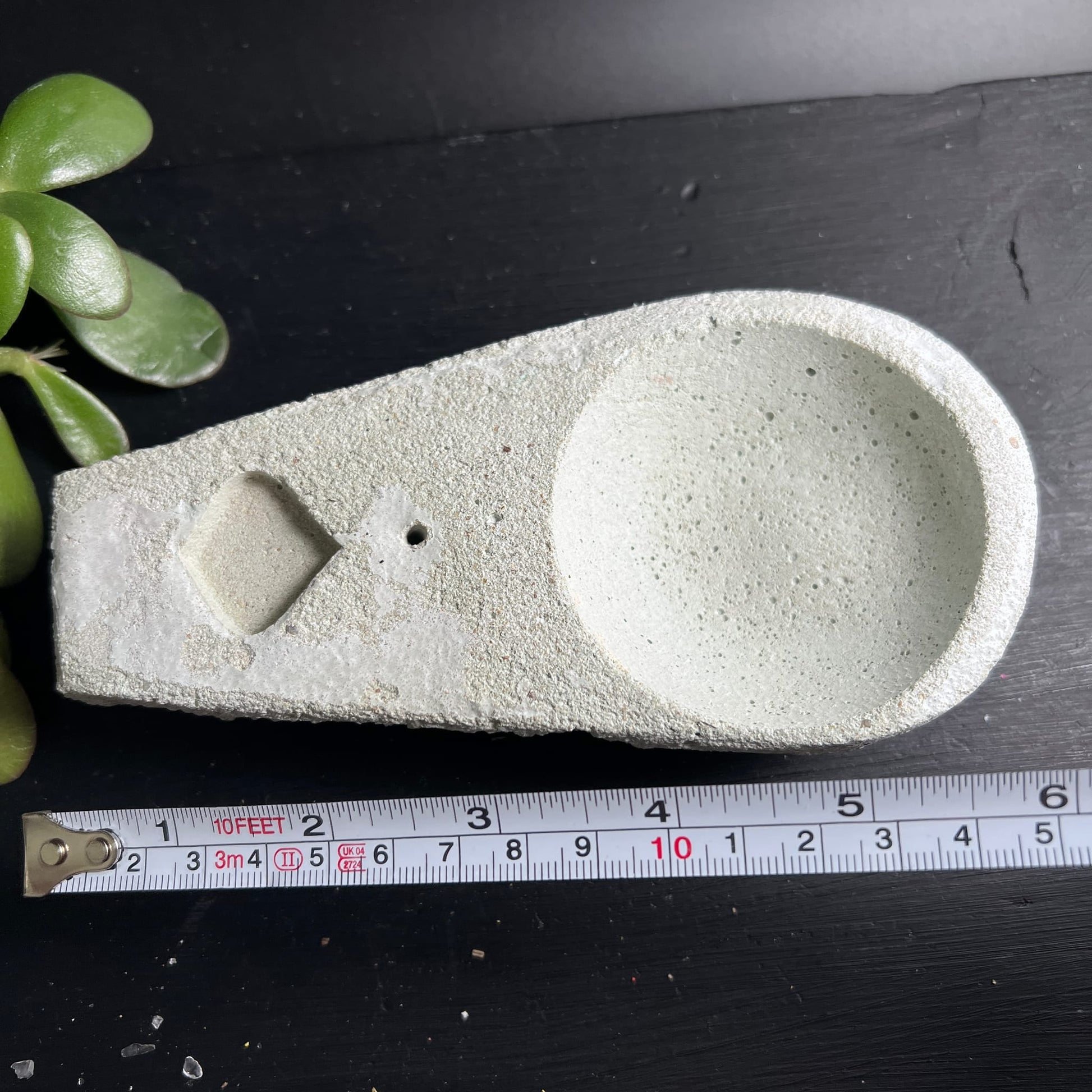 Sagrada Madre Räuchergefäß Pastellgrün | Draufsicht Maßband | ca. 15 cm | Happy Minerals