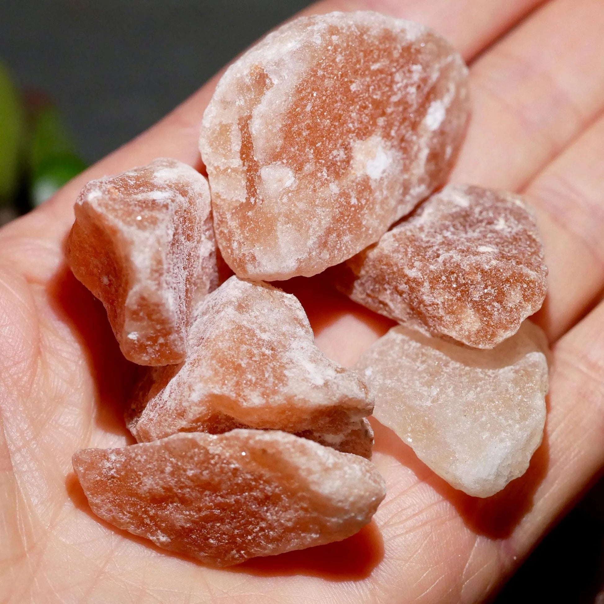 Salz Brocken Handfläche | Rosa Rohsteine | Pakistan Kristalle | Mineralien Auswahl | Happy Minerals