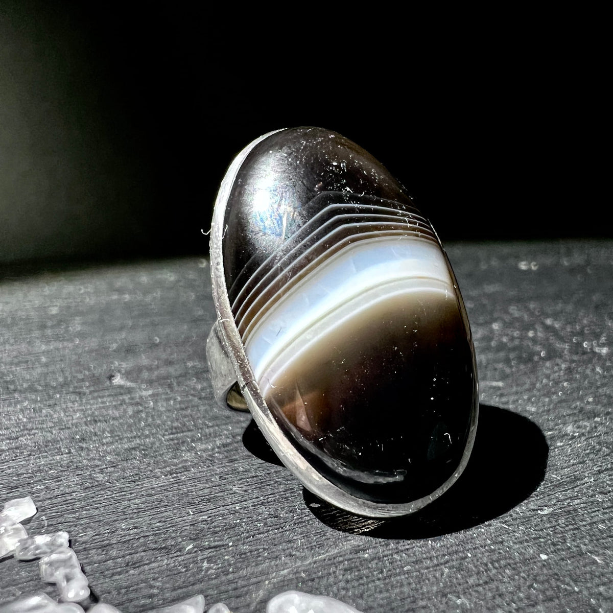 Sardonyx | Ring | Sterlingsilber | dunkle Bänderung | edler Glanz | Unikat | Happy Minerals