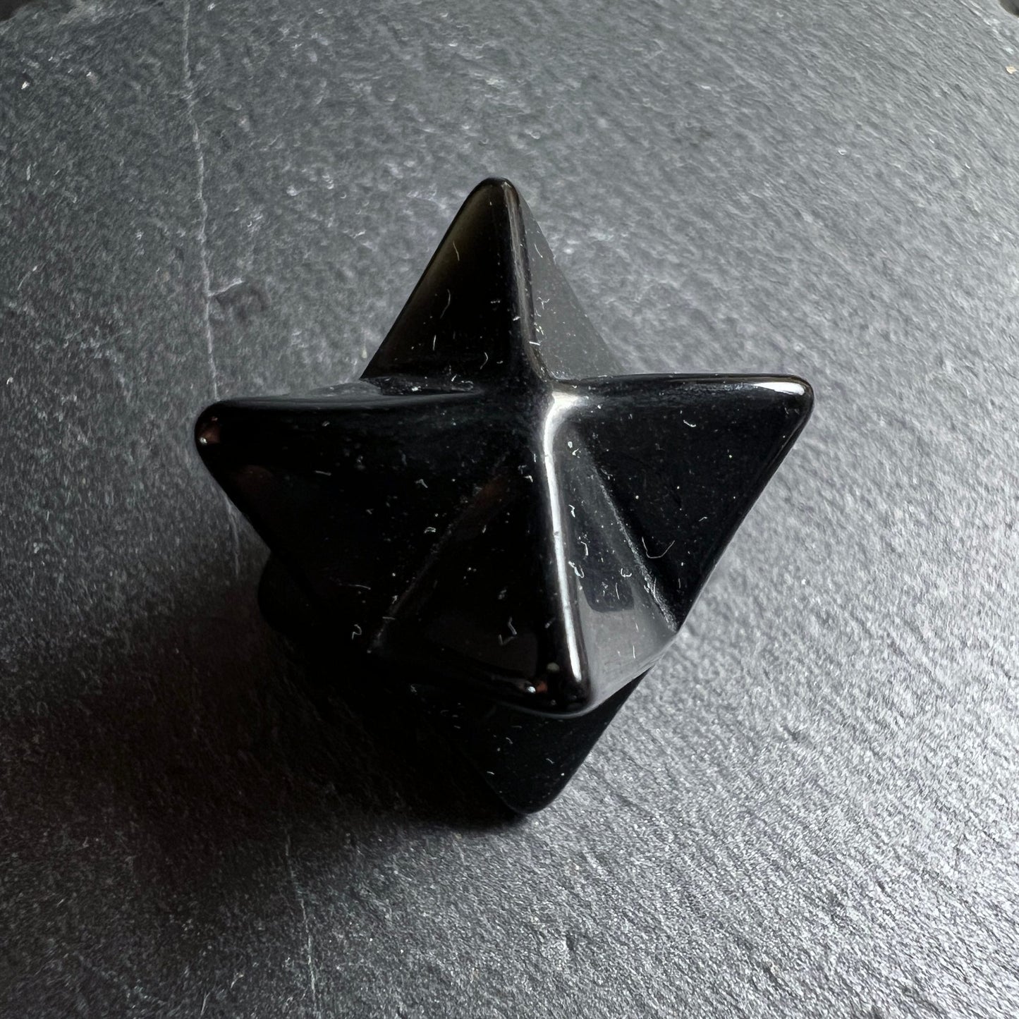 Schwarzer Obsidian Merkaba | Mexiko | Einzelner Stern | Spiegelglanz | Meditation | Happy Minerals