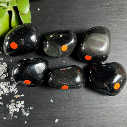 Schwarzer Regenbogenobsidian | glänzende Politur | dunkle Eleganz | Mexiko | Happy Minerals