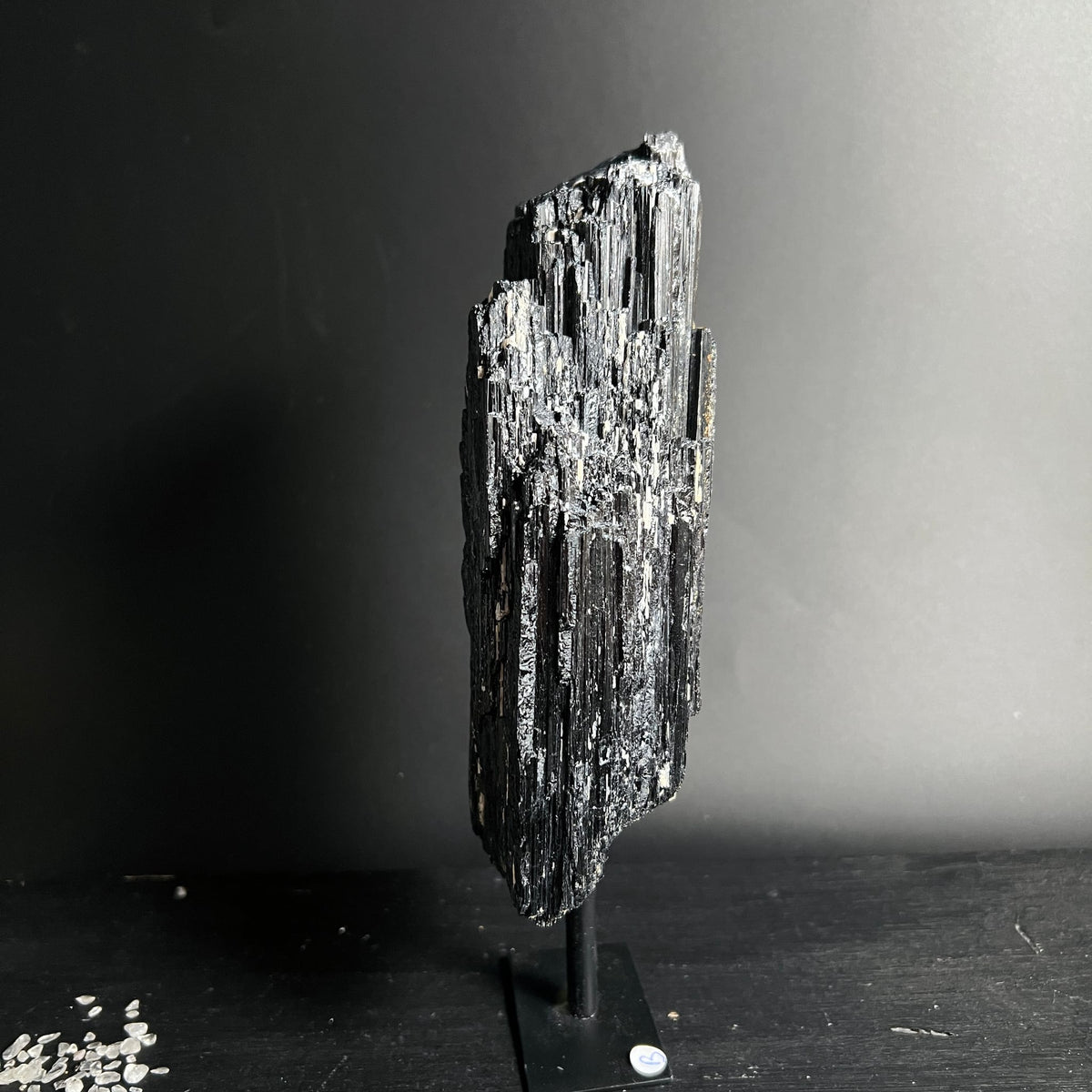 Schwarzer Turmalin | Variante E | Silbrige Textur | Rohstein | Brasilien | Happy Minerals