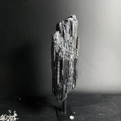 Schwarzer Turmalin | Variante E | Silbrige Textur | Rohstein | Brasilien | Happy Minerals