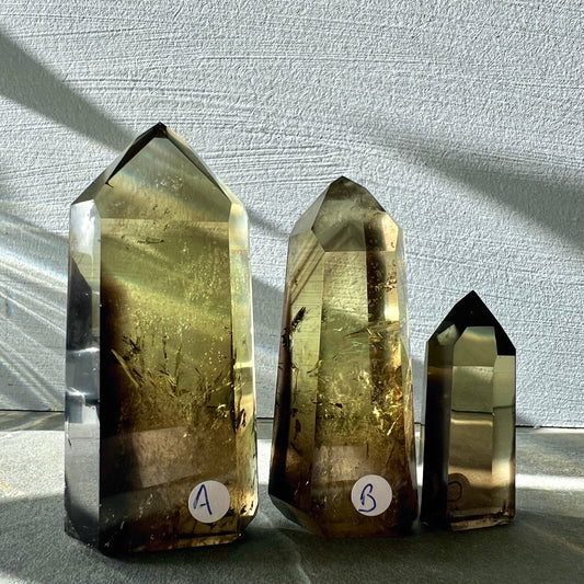 Smoky Citrin Phantom Türme | Variante A B C | warmes Sonnenlicht | Brasilien | Happy Minerals