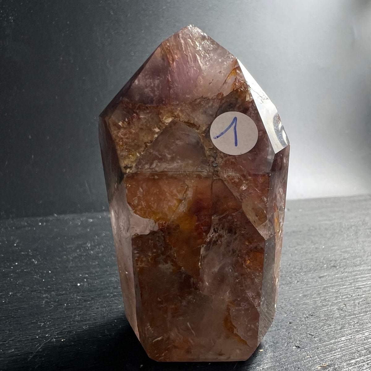 Super Seven Spitze | Bernstein-Violett Nuancen | Melody Stone Brasilien | Variante 1 | Happy Minerals