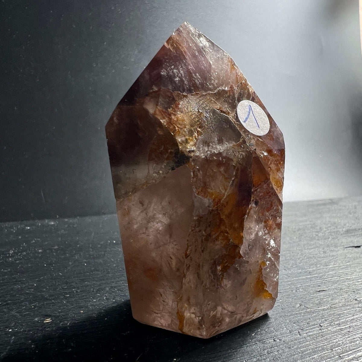 Polierte Super Seven Spitze | warme Amber-Töne | Melody Stone | Variante 1 | Happy Minerals