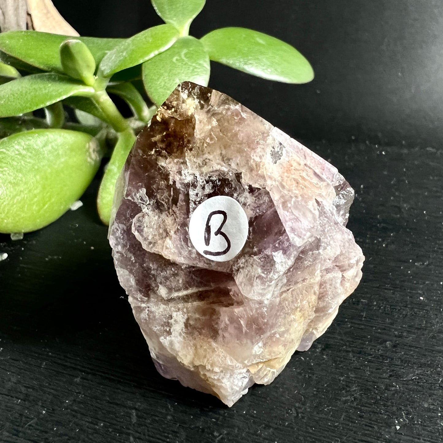 Super Seven Melody Stone | Variante B | polierte Spitze | goldbraun violett | rauchige Schlieren | Happy Minerals