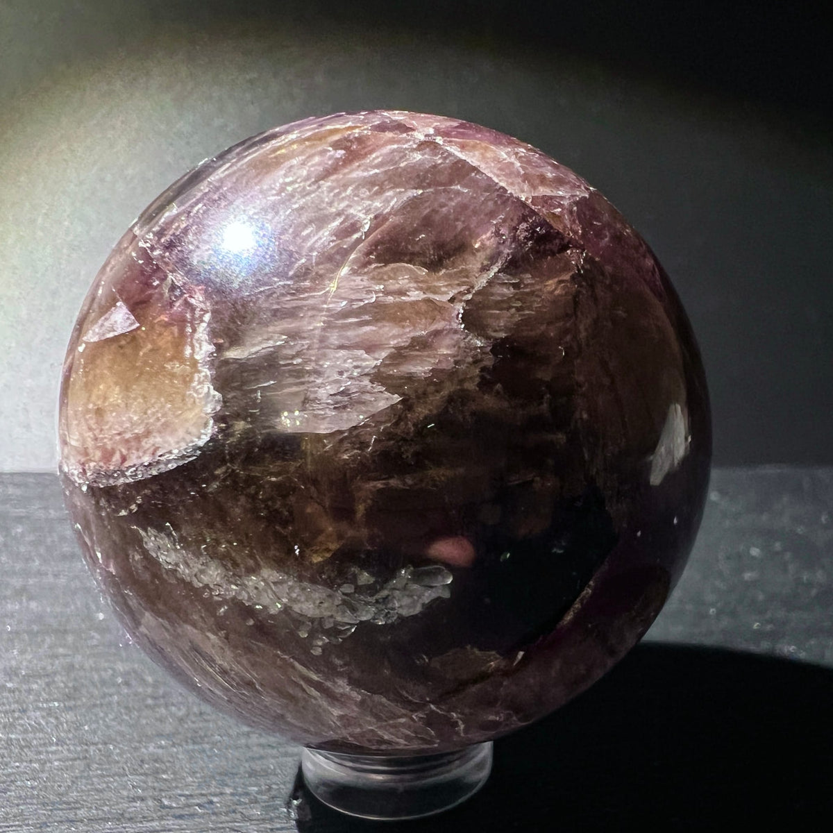 Super Seven Sphäre | warme Braun-Violett-Töne | Melody Stone Unikat | edler Glanz | Happy Minerals