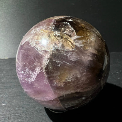 Super Seven Kugel | goldbraune Kristallformation | mystischer Melody Stone | Unikat aus Brasilien | Happy Minerals
