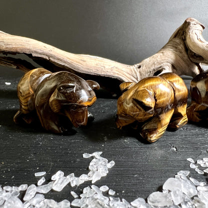 Tigerauge Bärenfigur für Sammler:innen und spirituelle Dekoration | Happy Minerals