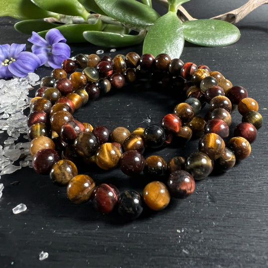 Tigerauge Kette | Bulls Eye Falkenauge | bunte Perlen | Namibia Mineralien | Happy Minerals