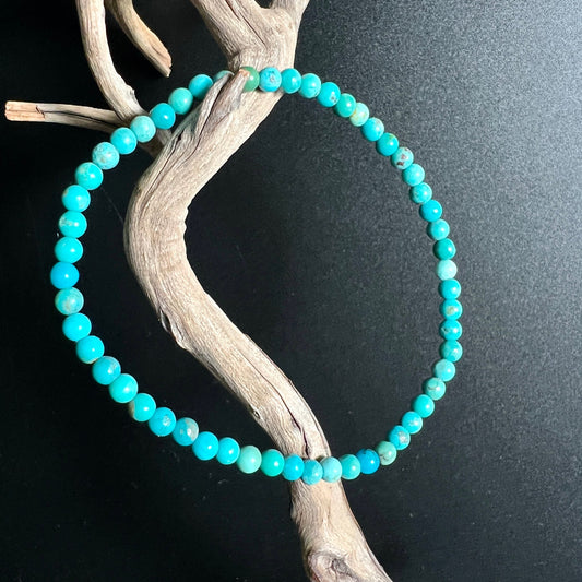 Türkis Armband USA | Treibholz Dekoration | runde türkise Perlen | natürliche Holzstruktur | Edelstein | Happy Minerals