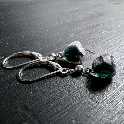 Wassermelonen Turmalin Paar | funkelnde Facetten | Naturstruktur | Happy Minerals Unikatschmuck