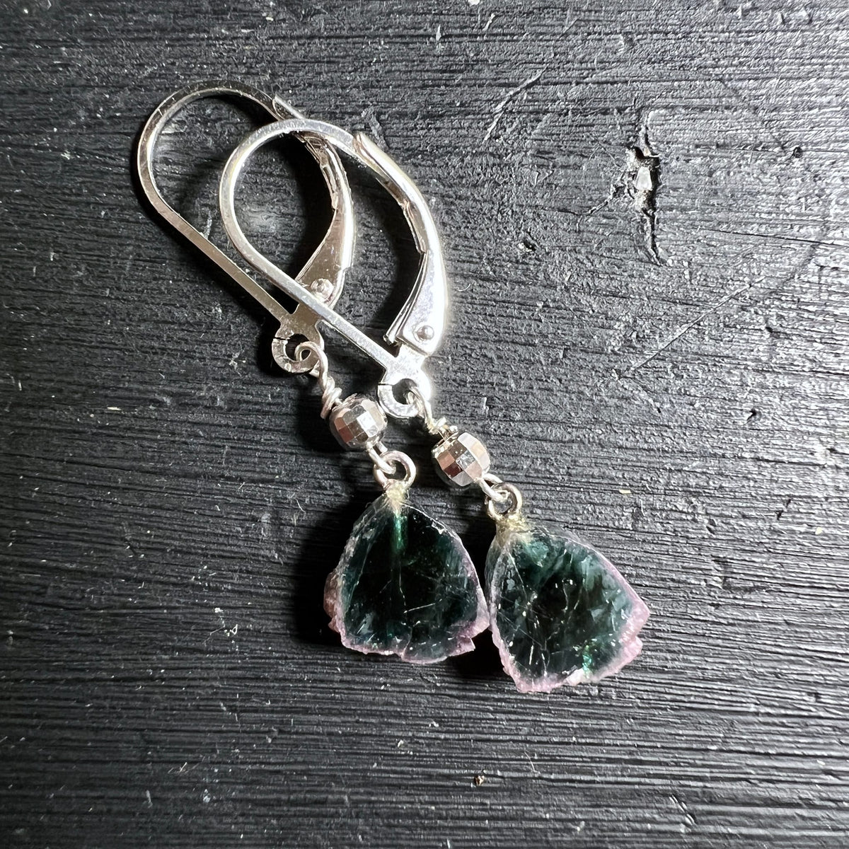 Wassermelonen Turmalin Set | facettierte Perlen | Silberkette | Happy Minerals handgefertigt