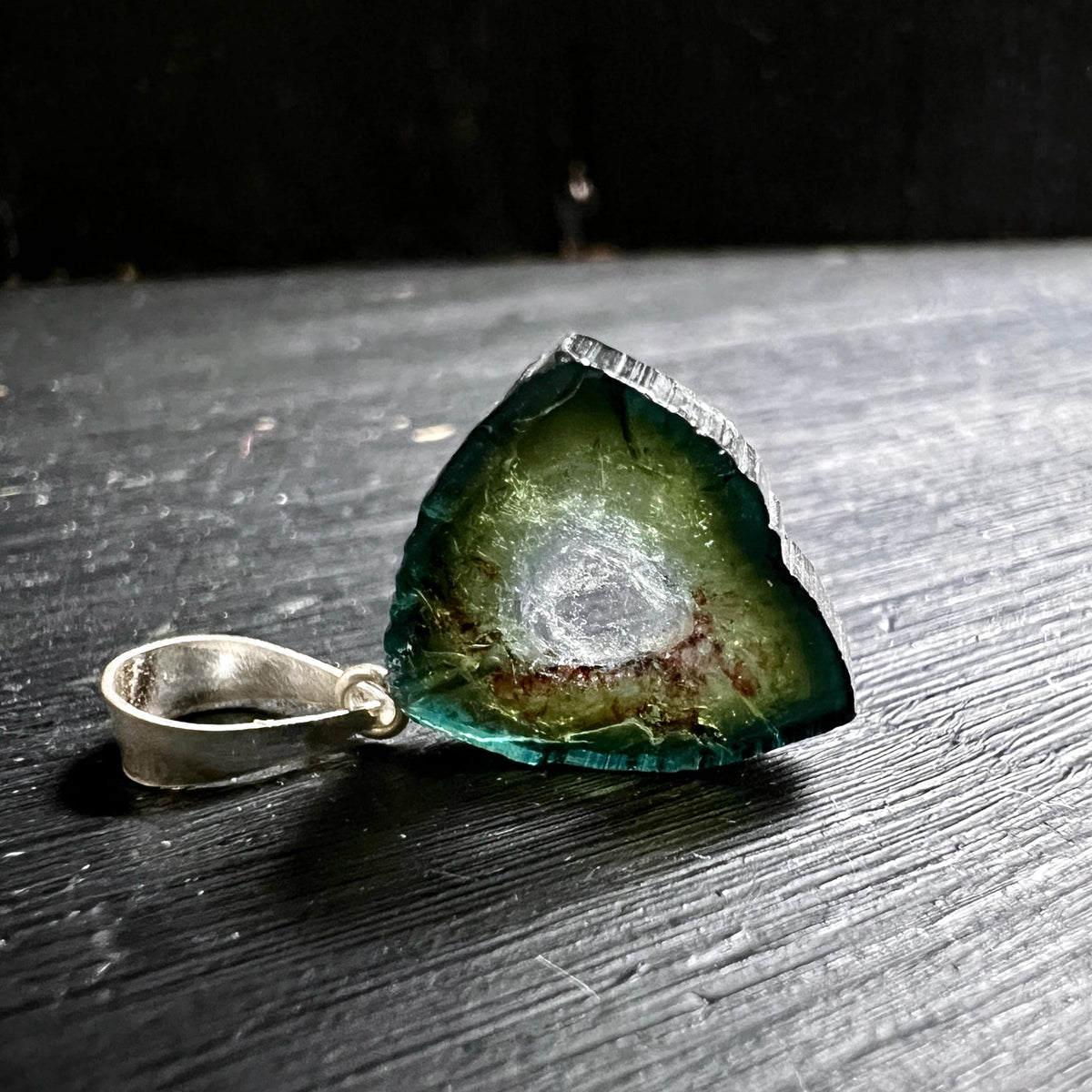 Wassermelonen Turmalin | Rohstein Scheibe | Brasilien | Silberöse 925 | Unikat | Happy Minerals