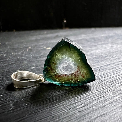 Wassermelonen Turmalin | Rohstein Scheibe | Brasilien | Silberöse 925 | Unikat | Happy Minerals