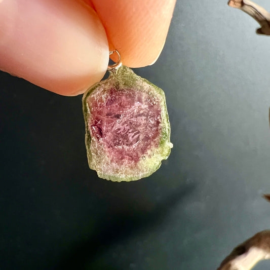 Wassermelonen Turmalin | rosa Kern | grüne Rinde | 925 Silber | Brasilien | Unikat | Happy Minerals