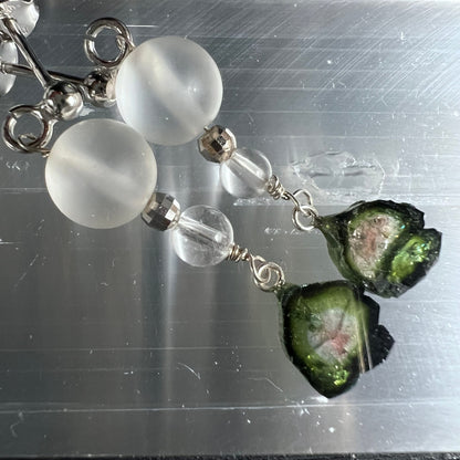 Matter Bergkristall | klare Kristallperlen | Wassermelonenturmalin | funkelnde Facetten | Happy Minerals